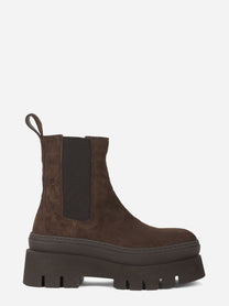Chelsea boot con doppia suola in suede marrone