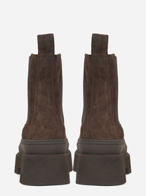 Chelsea boot con doppia suola in suede marrone