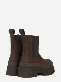 Chelsea boot con doppia suola in suede marrone