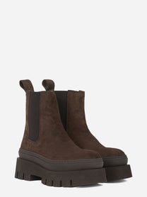 Chelsea boot con doppia suola in suede marrone