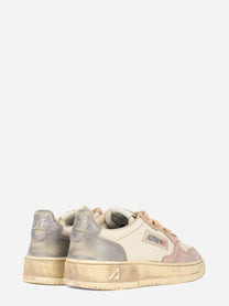 SNEAKERS MEDALIST LOW SUPER VINTAGE IN PELLE BIANCA ROSE E BLACKBOARD