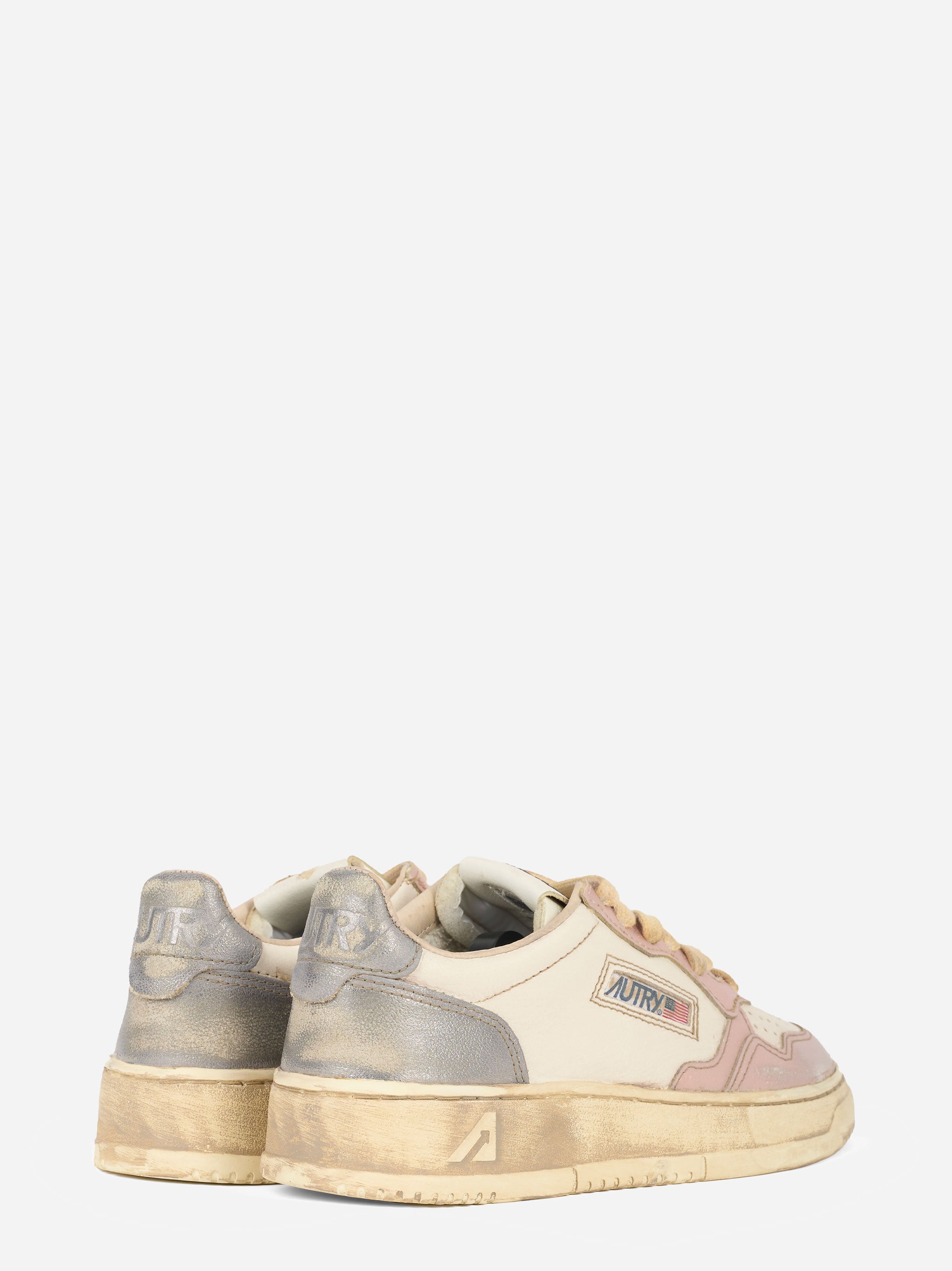 SNEAKERS MEDALIST LOW SUPER VINTAGE IN PELLE BIANCA ROSE E BLACKBOARD
