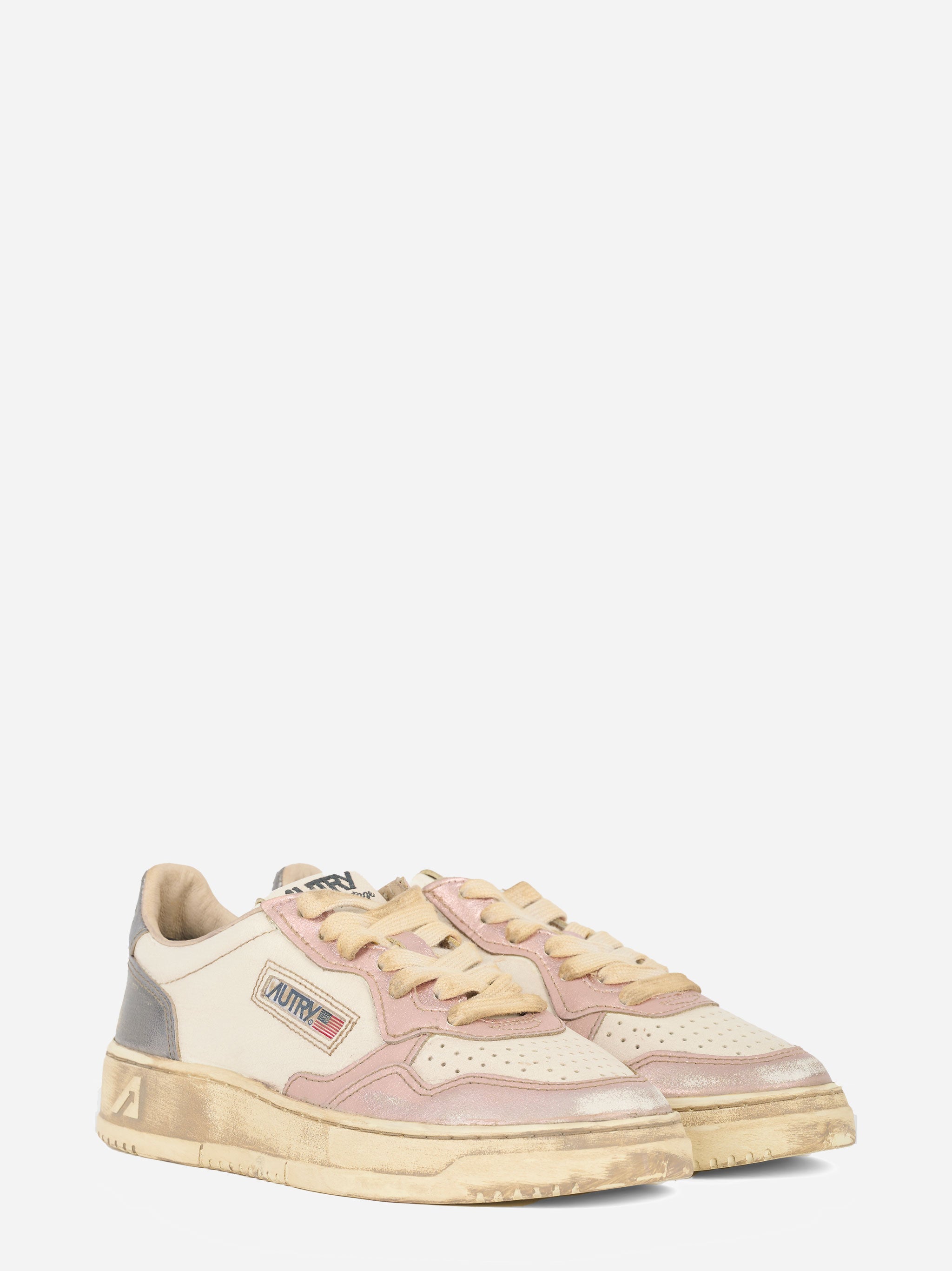 SNEAKERS MEDALIST LOW SUPER VINTAGE IN PELLE BIANCA ROSE E BLACKBOARD