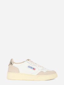 SNEAKERS MEDALIST LOW IN PELLE E SUEDE BIANCA E ORO