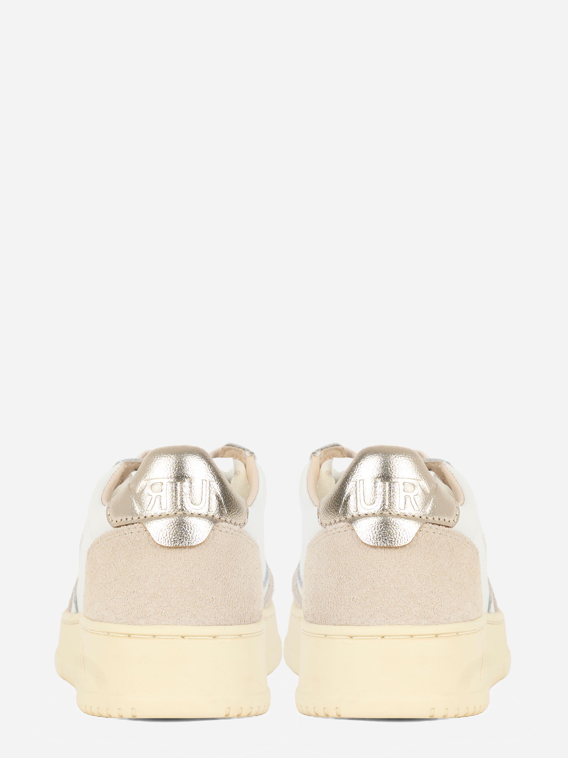 SNEAKERS MEDALIST LOW IN PELLE E SUEDE BIANCA E ORO
