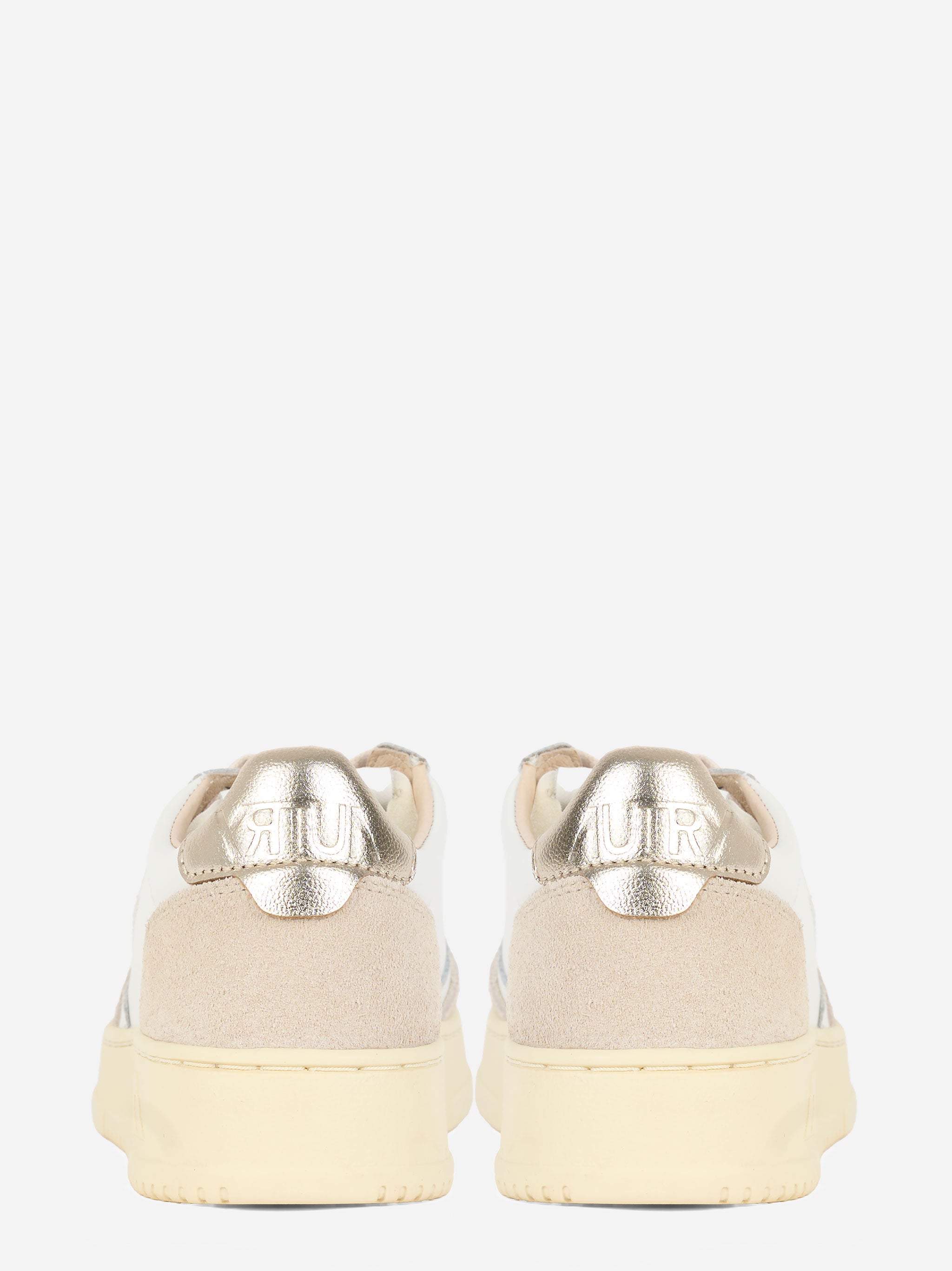 SNEAKERS MEDALIST LOW IN PELLE E SUEDE BIANCA E ORO