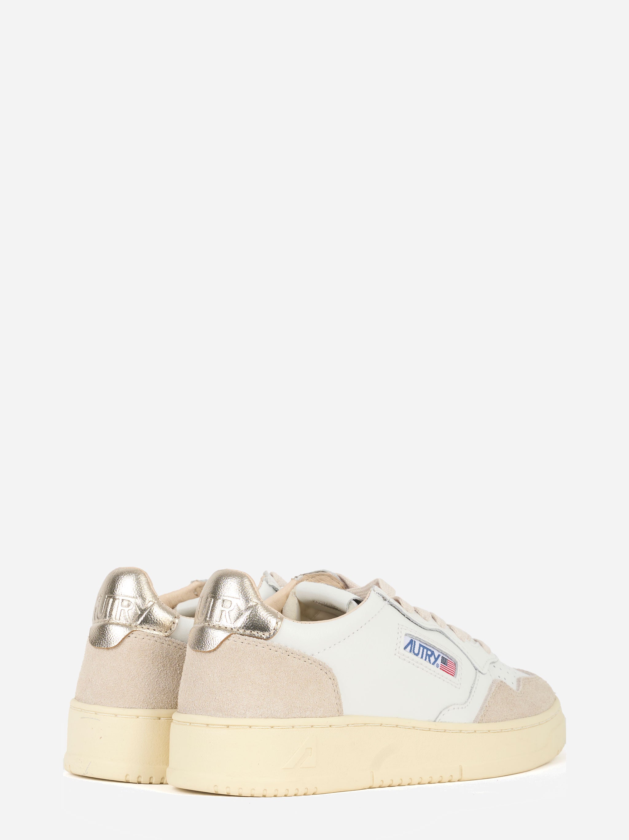 SNEAKERS MEDALIST LOW IN PELLE E SUEDE BIANCA E ORO