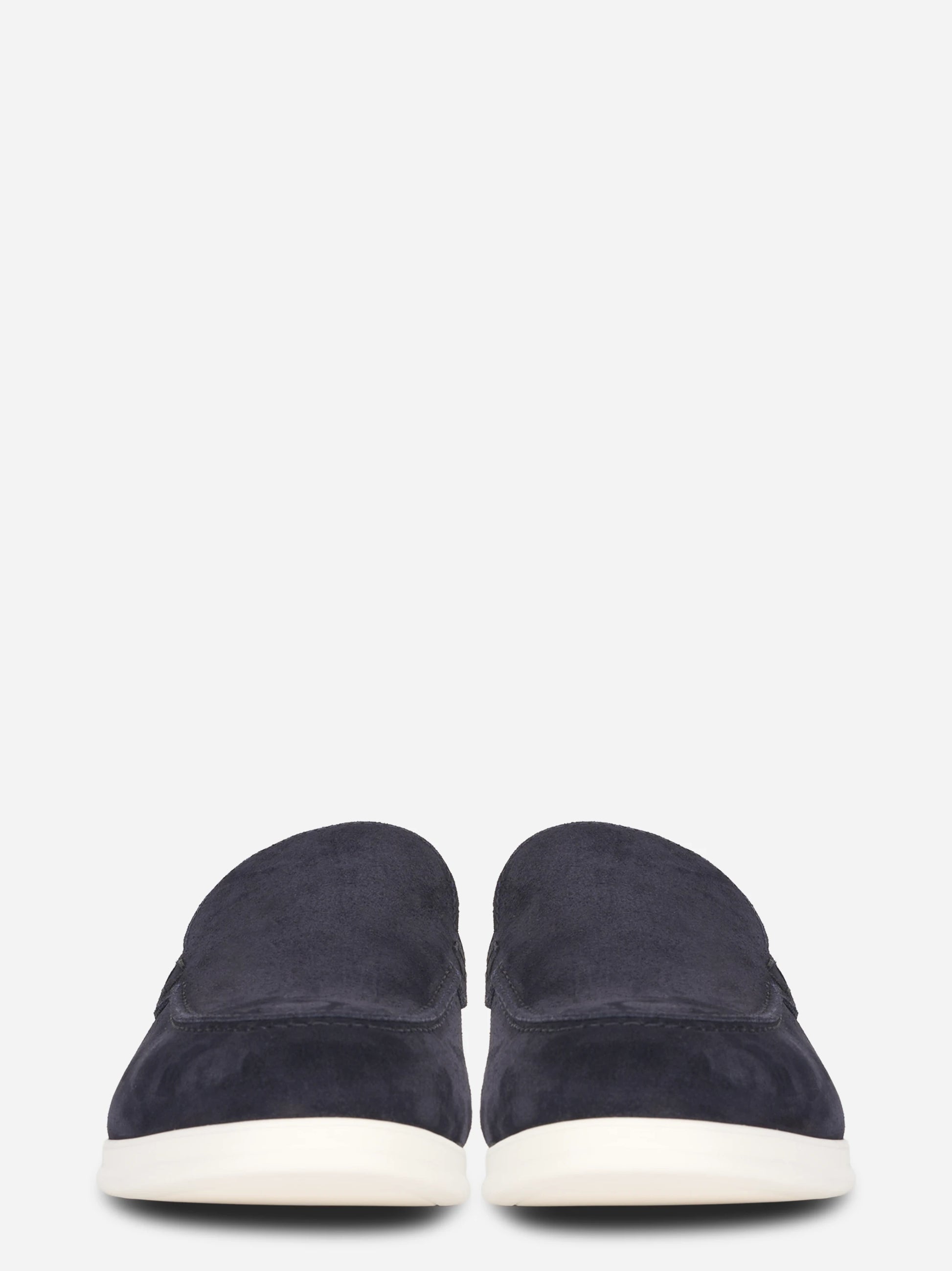 Mocassino in camoscio blu con fondo gomma
