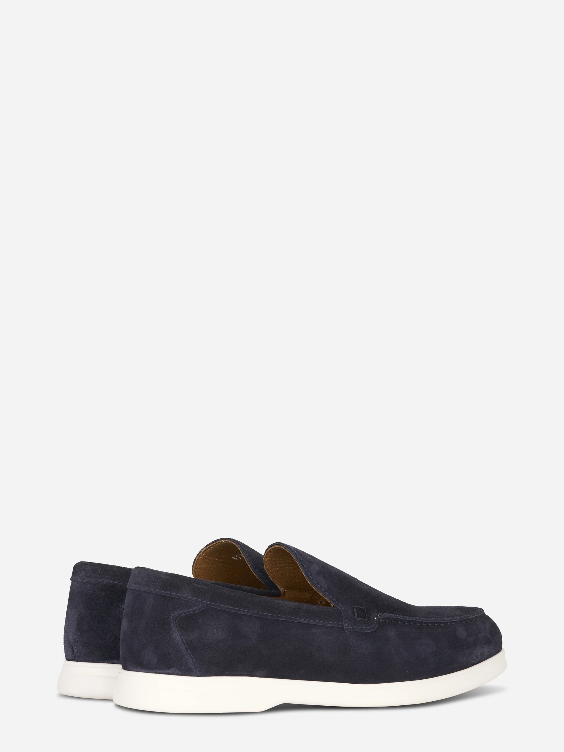Mocassino in camoscio blu con fondo gomma