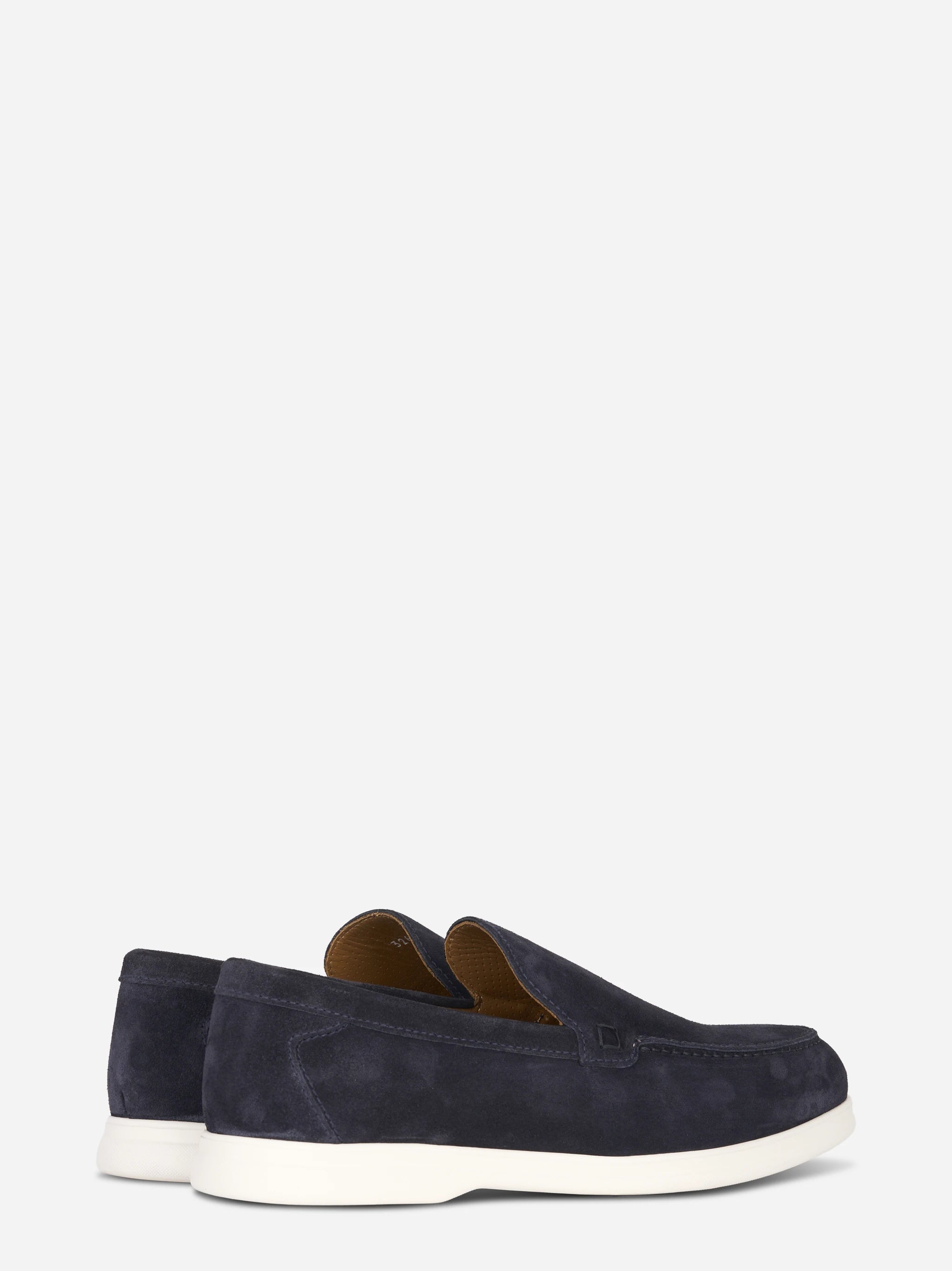 Mocassino in camoscio blu con fondo gomma