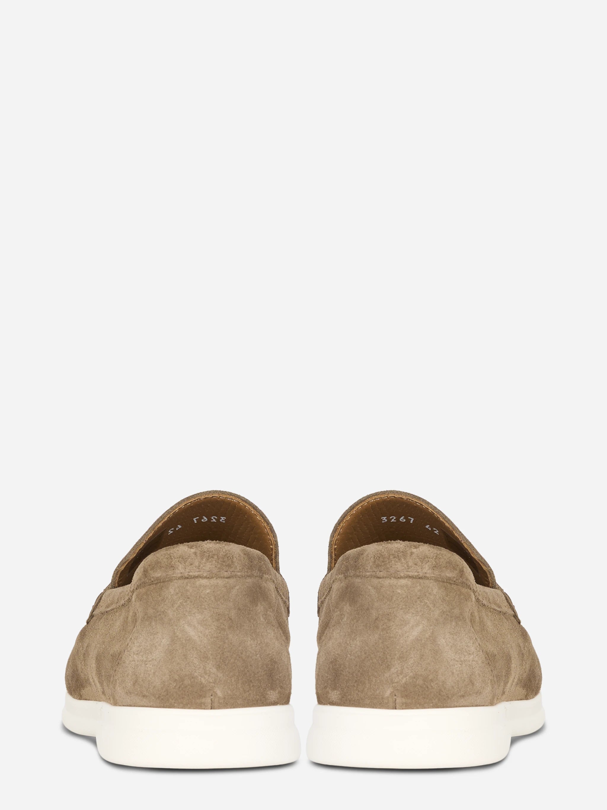 Mocassino in camoscio beige con fondo gomma