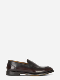 Mocassino in pelle marrone con fondo cuoio