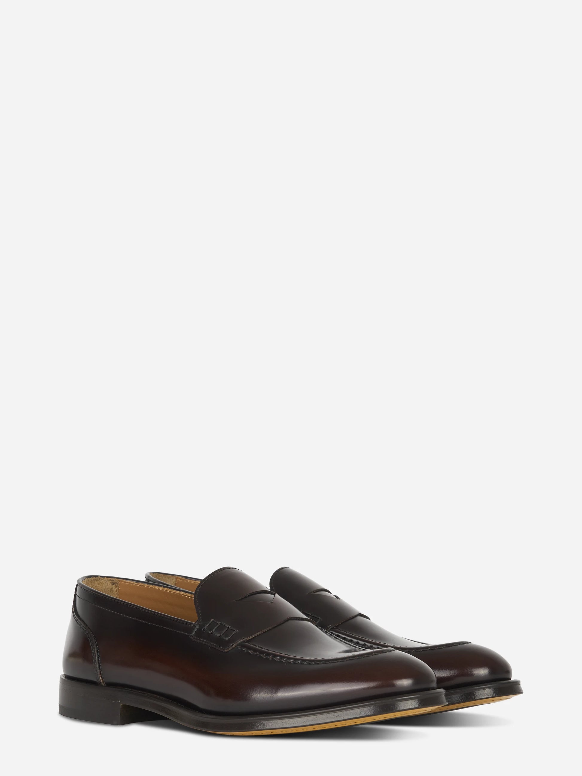 Mocassino in pelle marrone con fondo cuoio