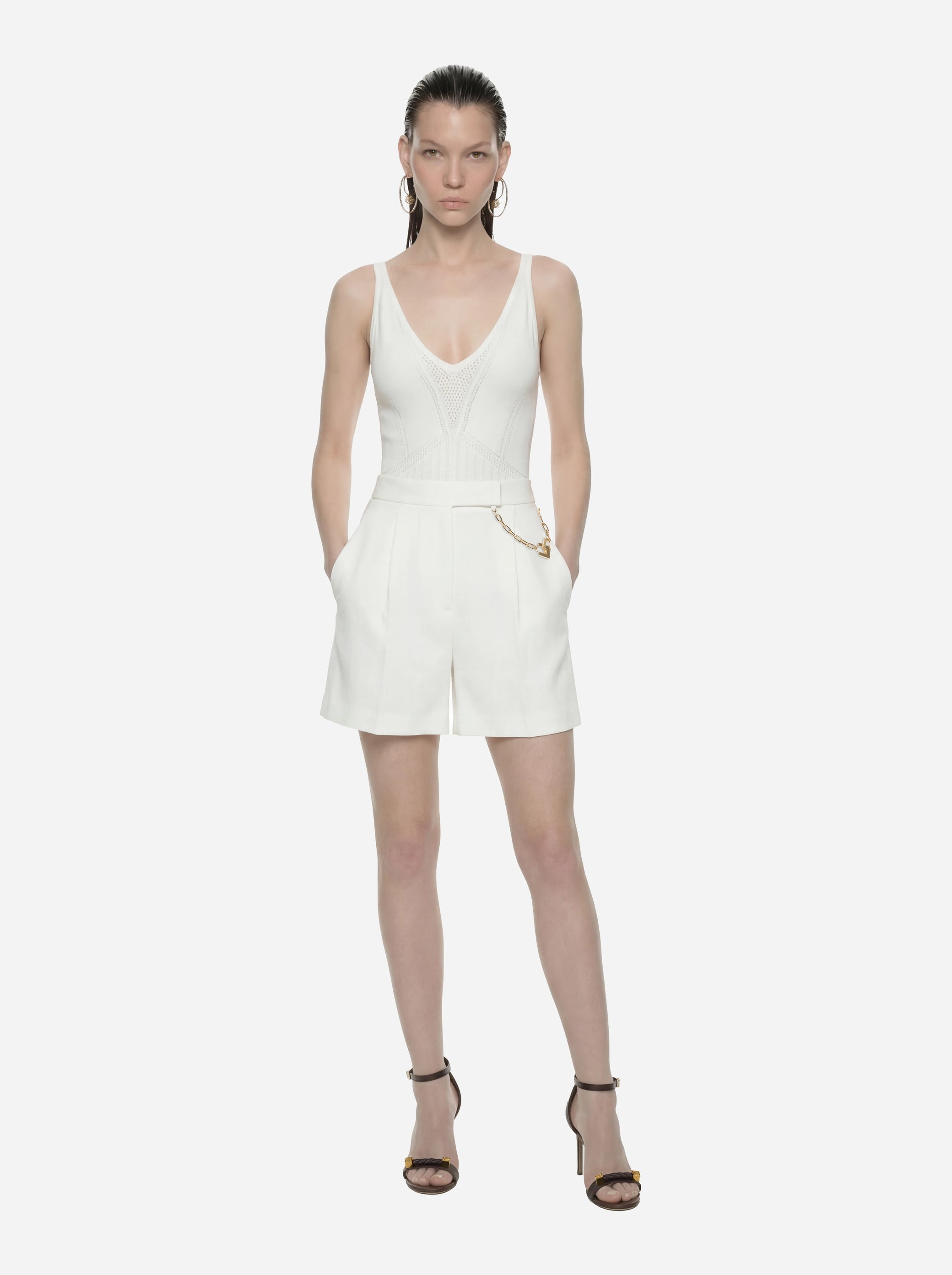 Body bianco in maglia traforata