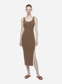 Abito in maglia con bande in viscosa lucida