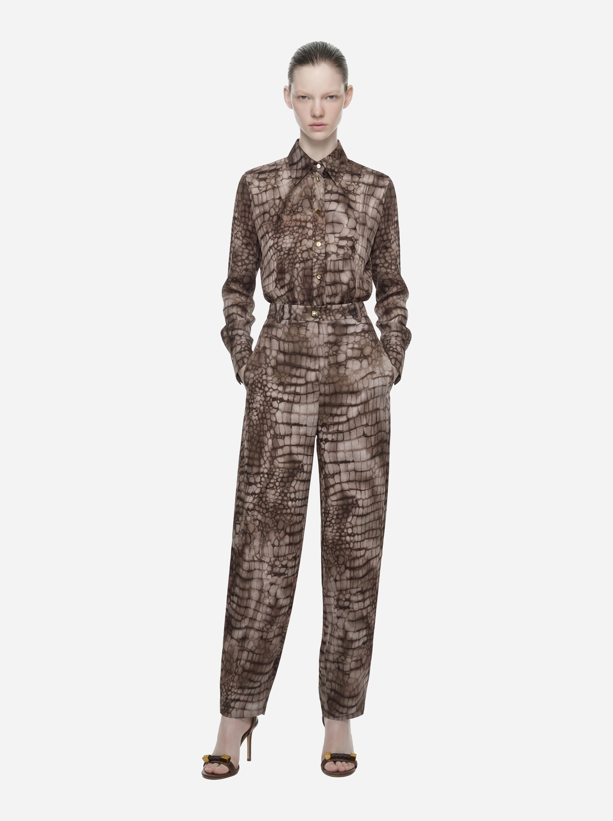 Pantaloni in jersey leggero con stampa alligatore