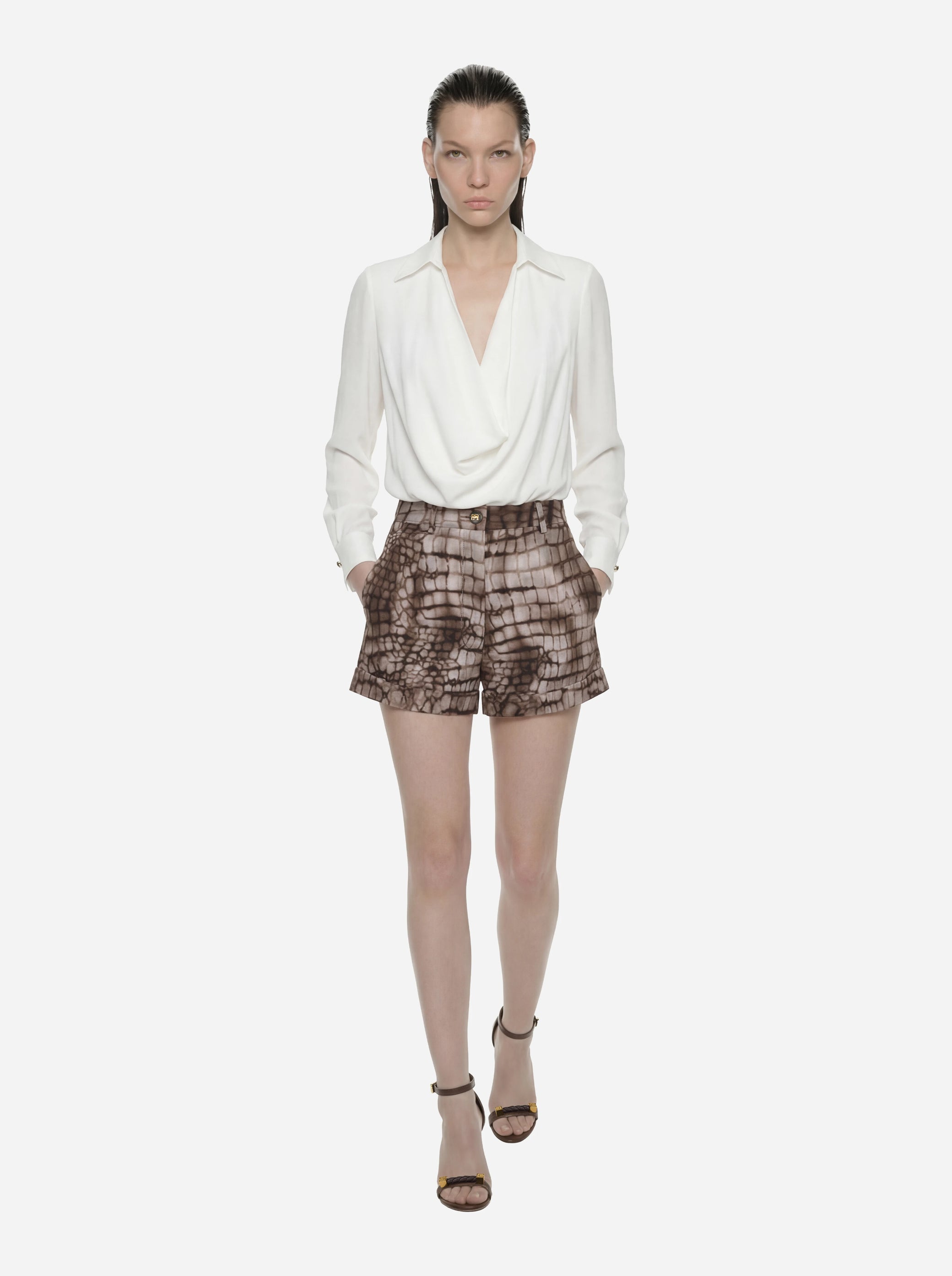 Body in georgette di viscosa bianco