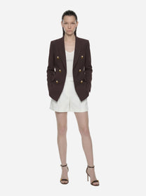 Shorts in gabardina bianco con logo gioiello