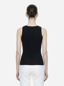 Top in maglia nero con logo