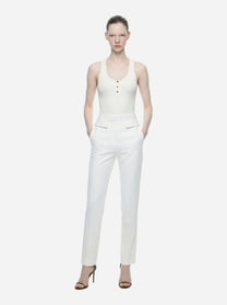Top in maglia bianco a micro trecce