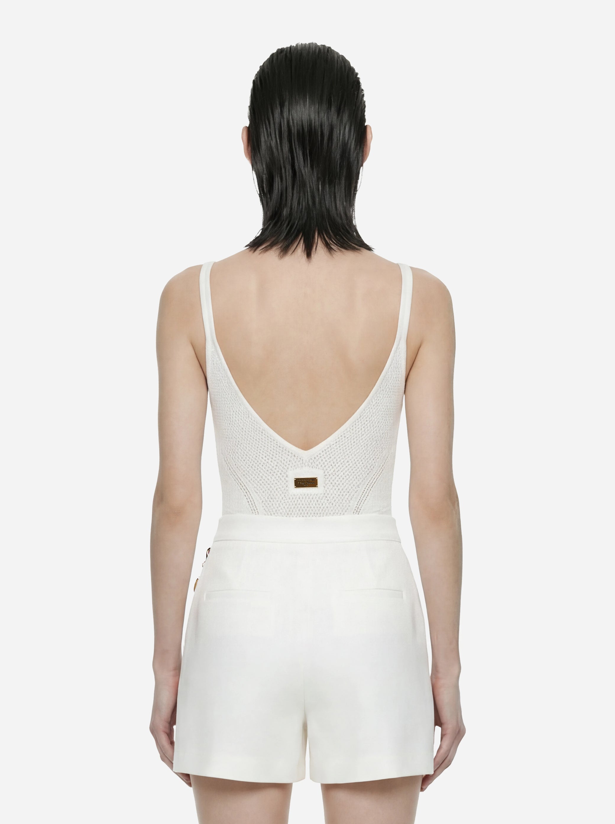 Body bianco in maglia traforata