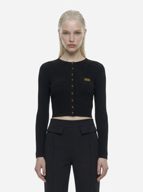 Cardigan in maglia nero a micro trecce