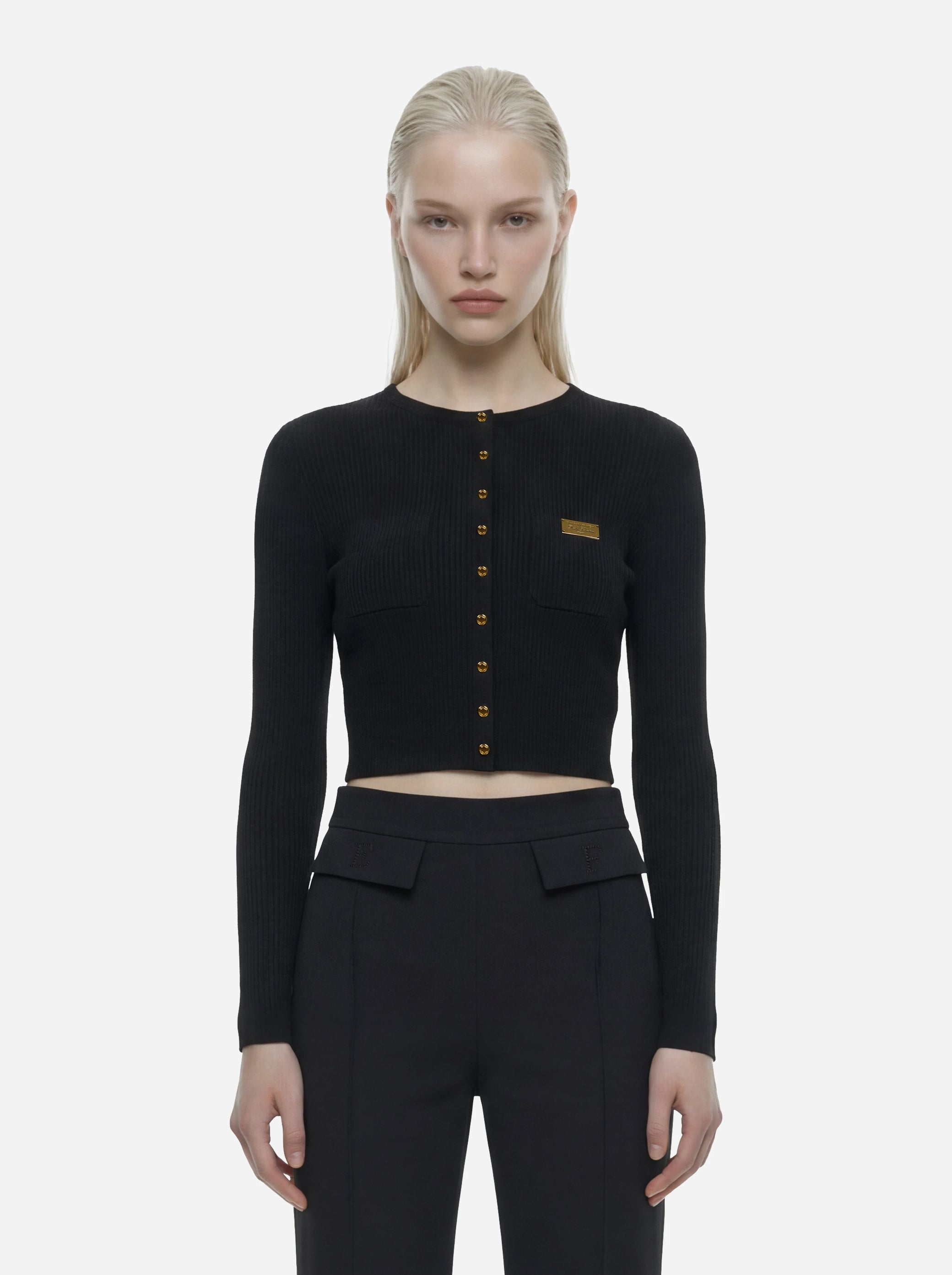 Cardigan in maglia nero a micro trecce