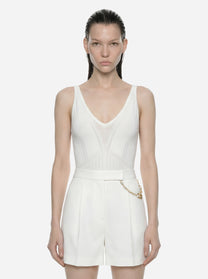 Body bianco in maglia traforata