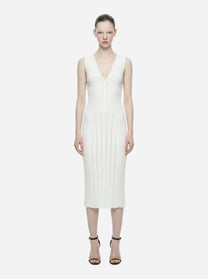 Abito bianco in maglia a jour