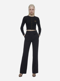 Cardigan in maglia nero a micro trecce