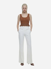 Top in maglia marrone a jour
