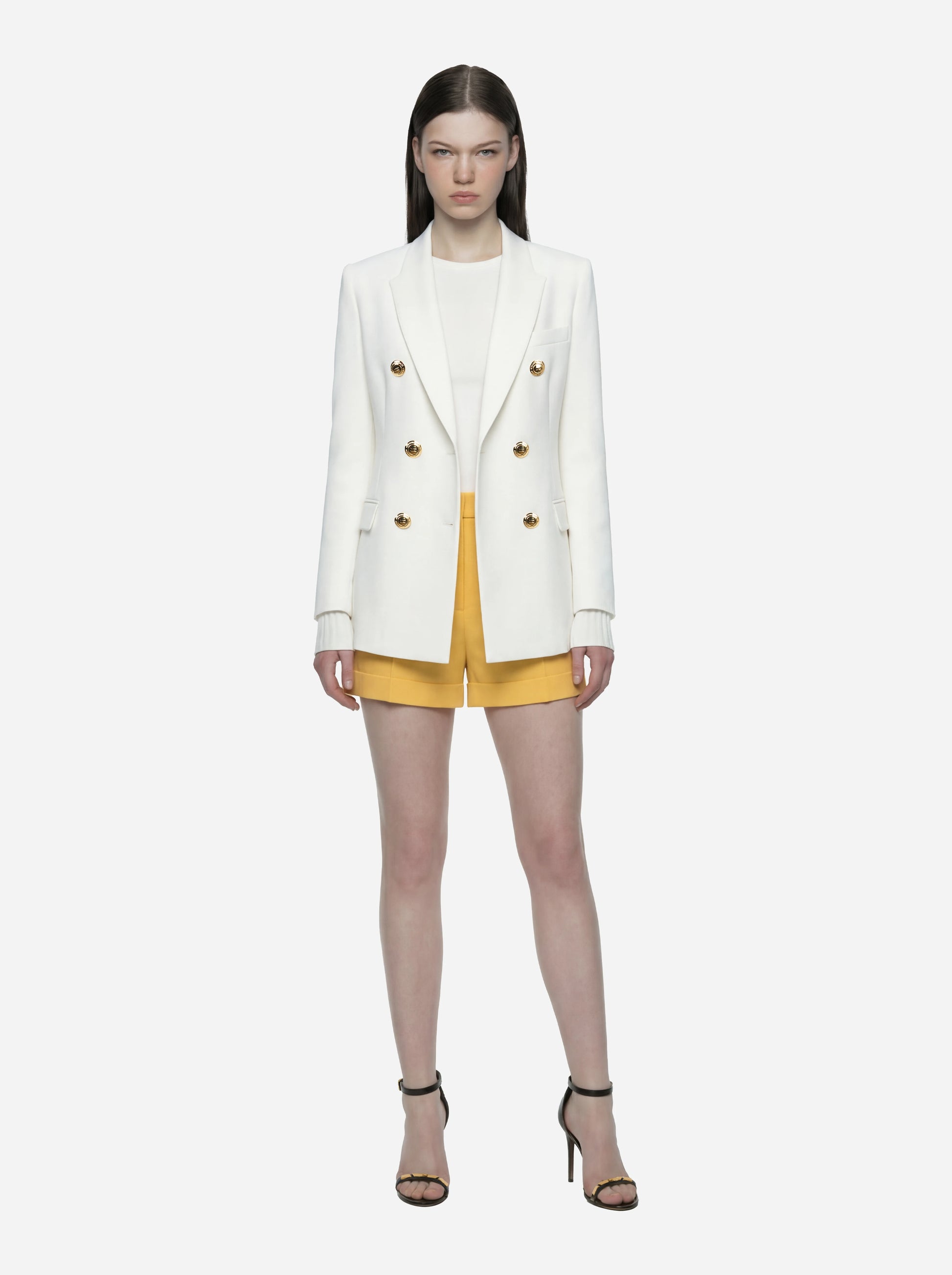Blazer bianco doppiopetto in gabardina