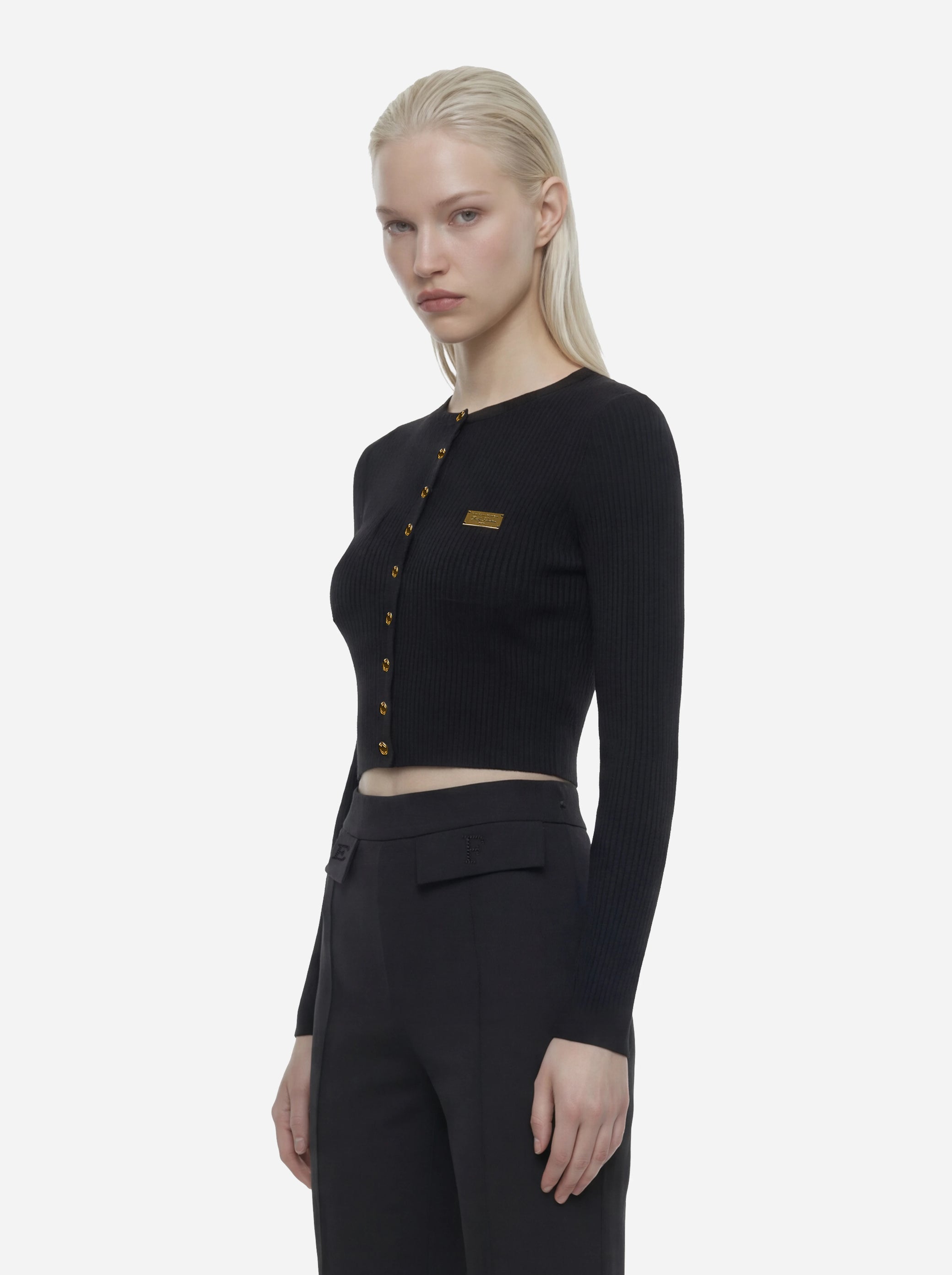 Cardigan in maglia nero a micro trecce
