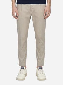 Pantalone carrot fit Ben in popeline di cotone beige