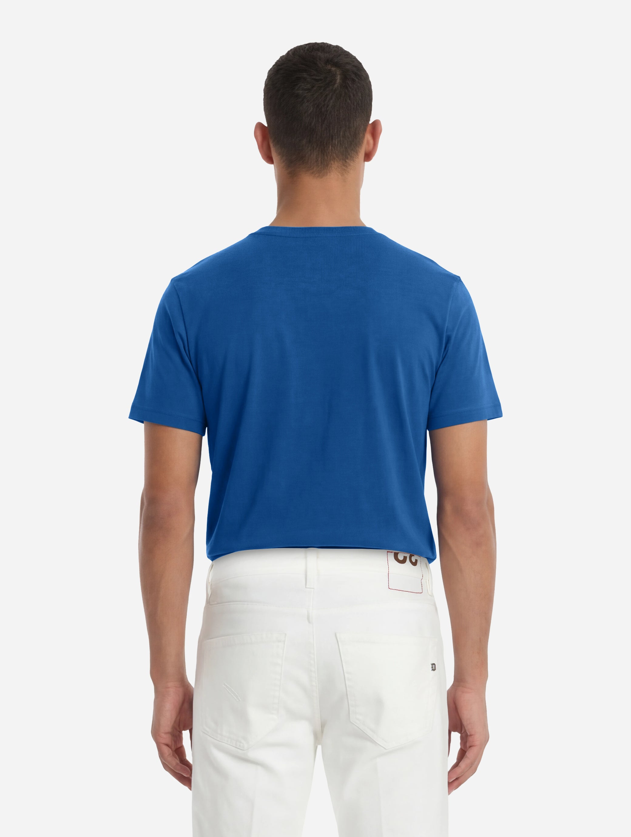 T-shirt girocollo blu elettrico con logo ricamato
