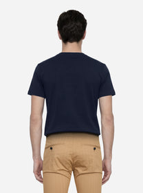 T-shirt blu manica corta con logo