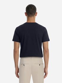 T-shirt girocollo blu con logo ricamato