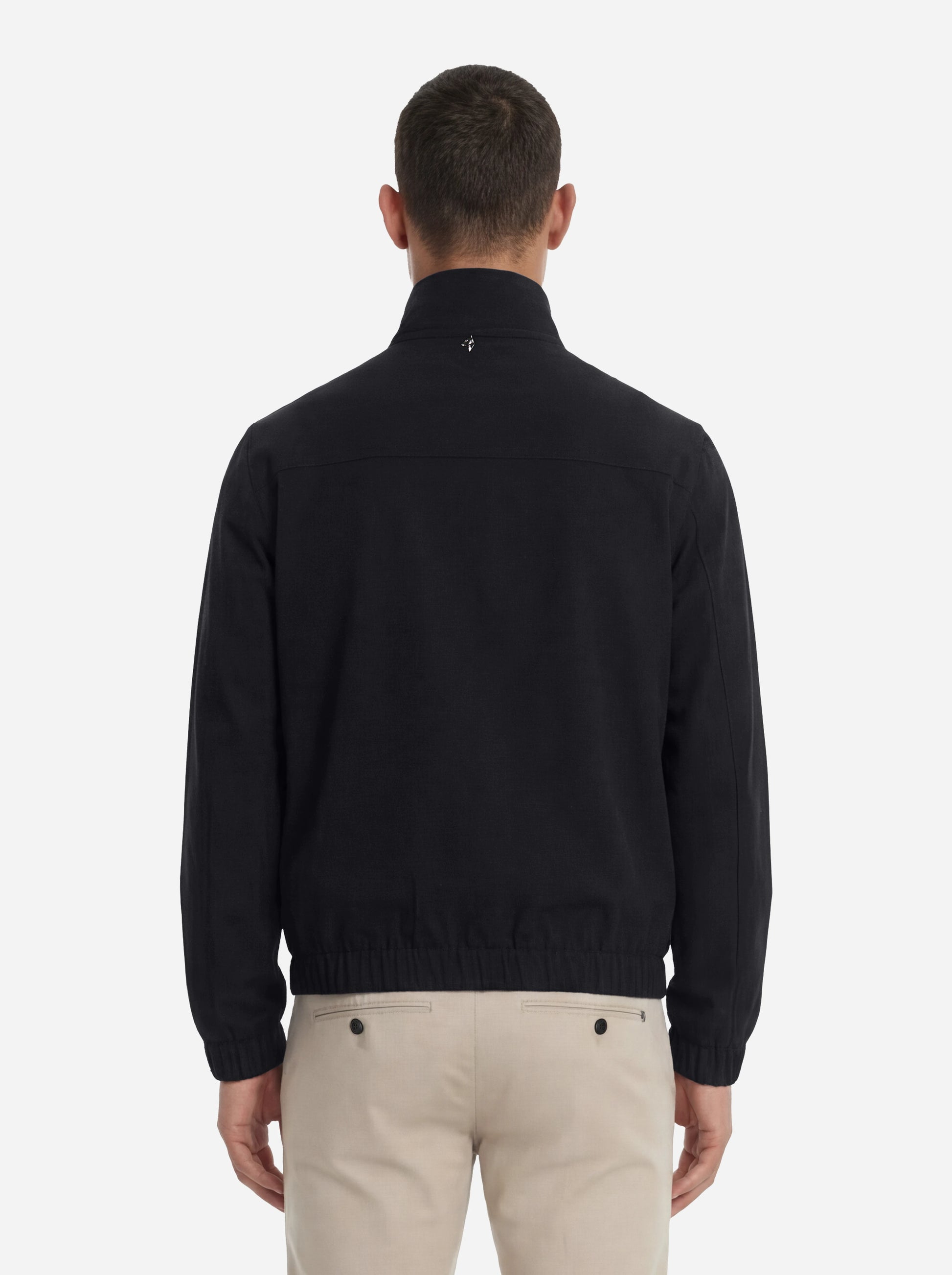 Bomber in nylon stretch nero