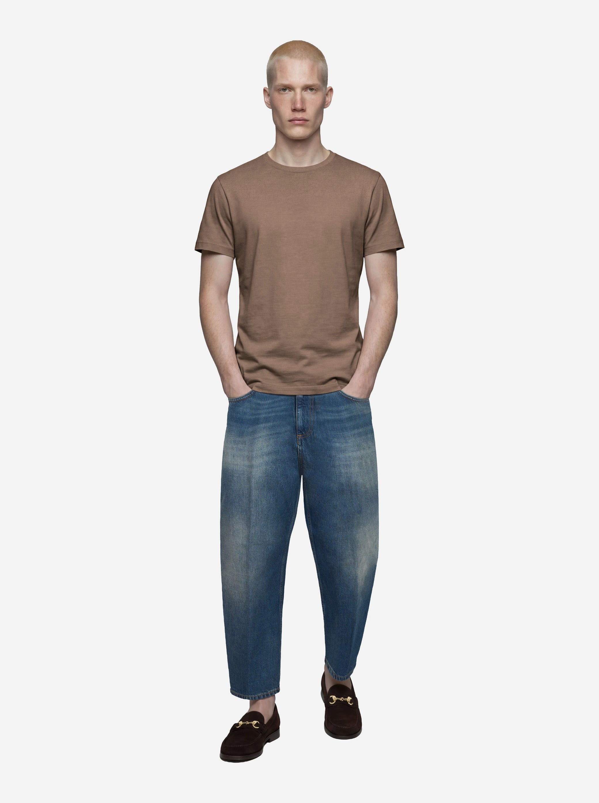 T-shirt slim in cotone beige