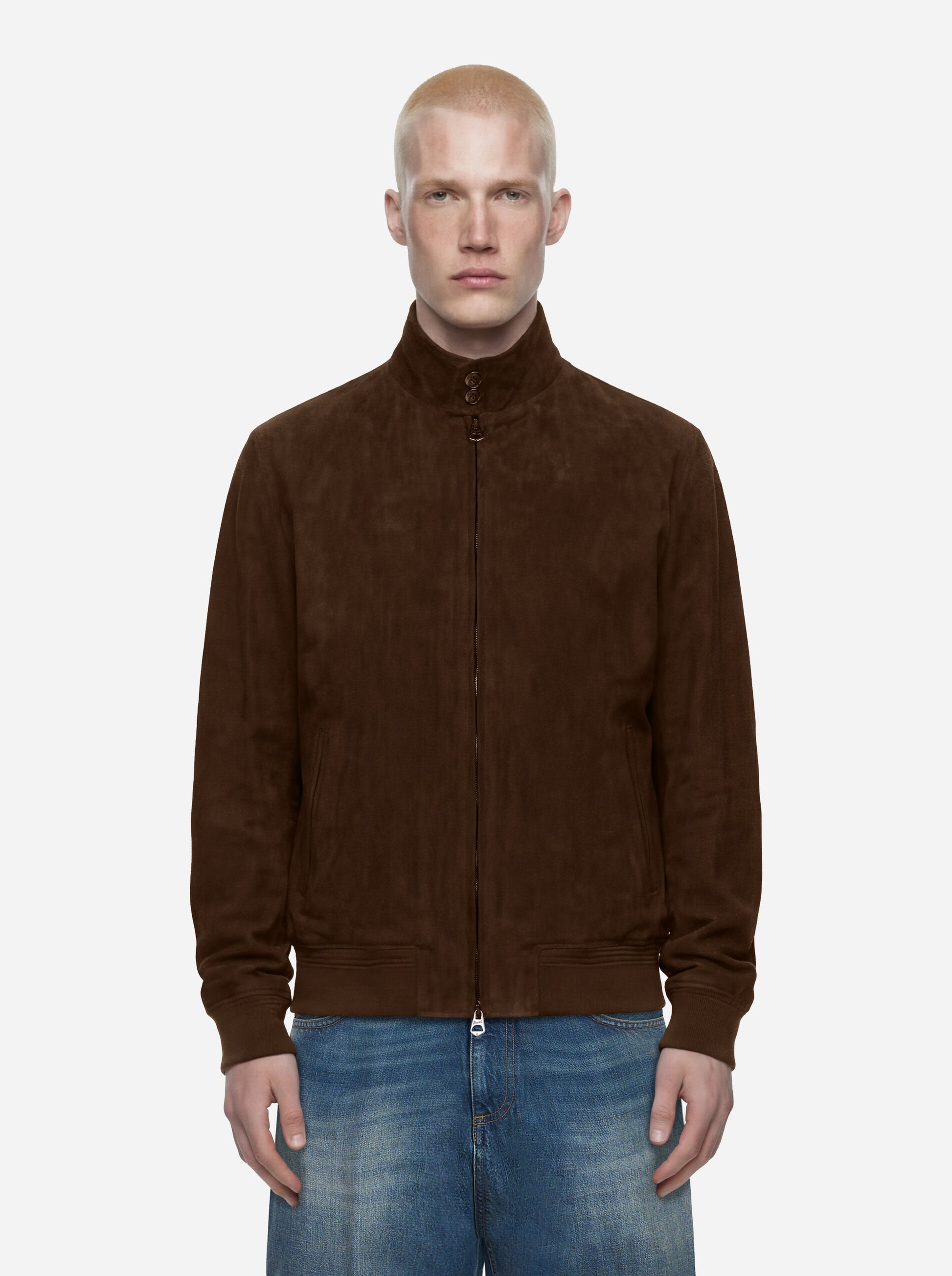 Bomber Jeff in pelle scamosciata marrone