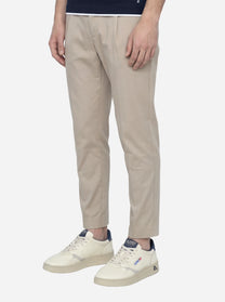 Pantalone carrot fit Ben in popeline di cotone beige
