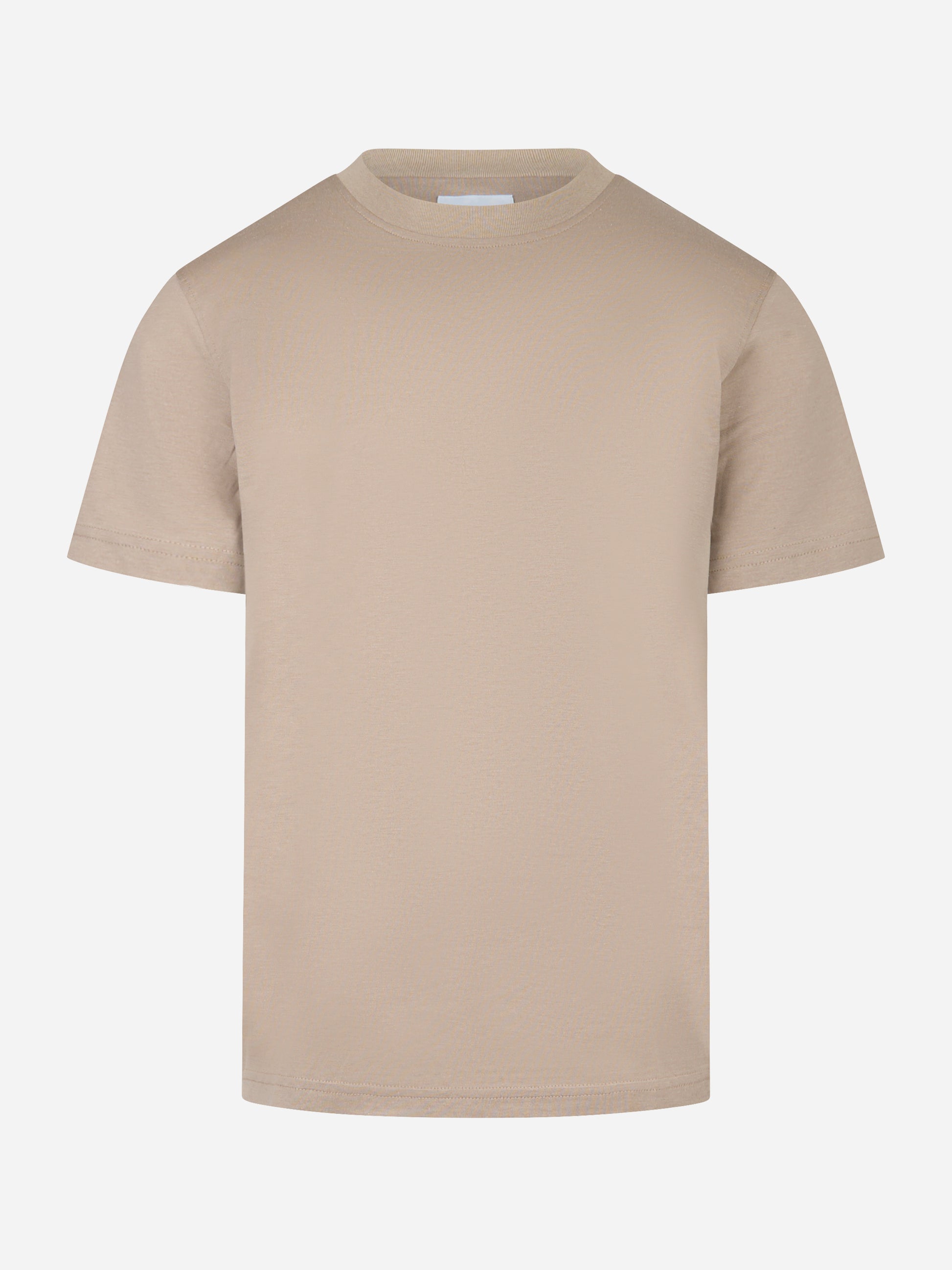 T-shirt girocollo in cotone e seta Beige