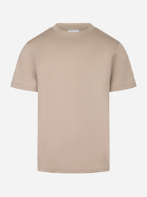 T-shirt girocollo in cotone e seta Beige