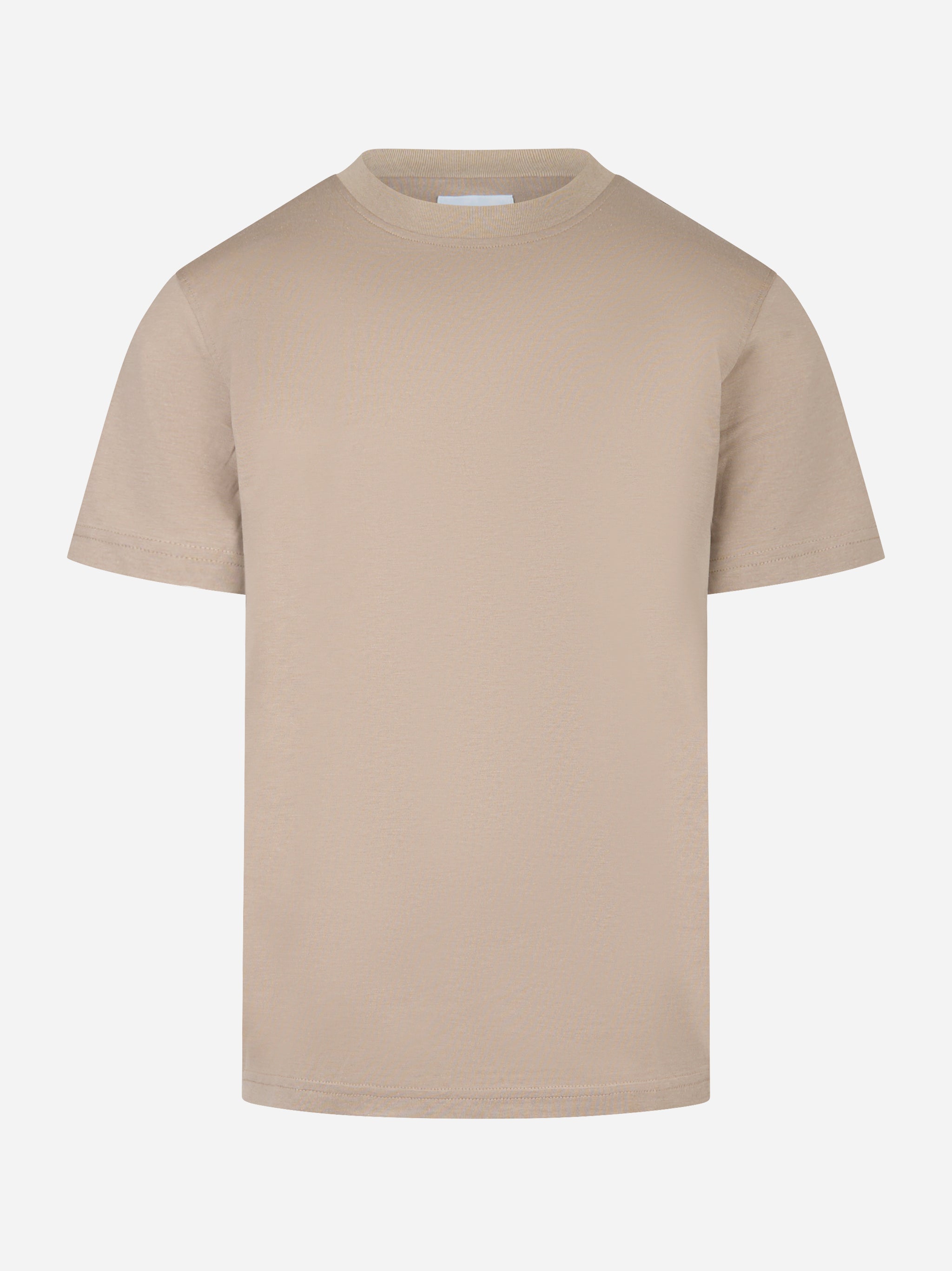 T-shirt girocollo in cotone e seta Beige