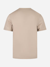 T-shirt girocollo in cotone e seta Beige