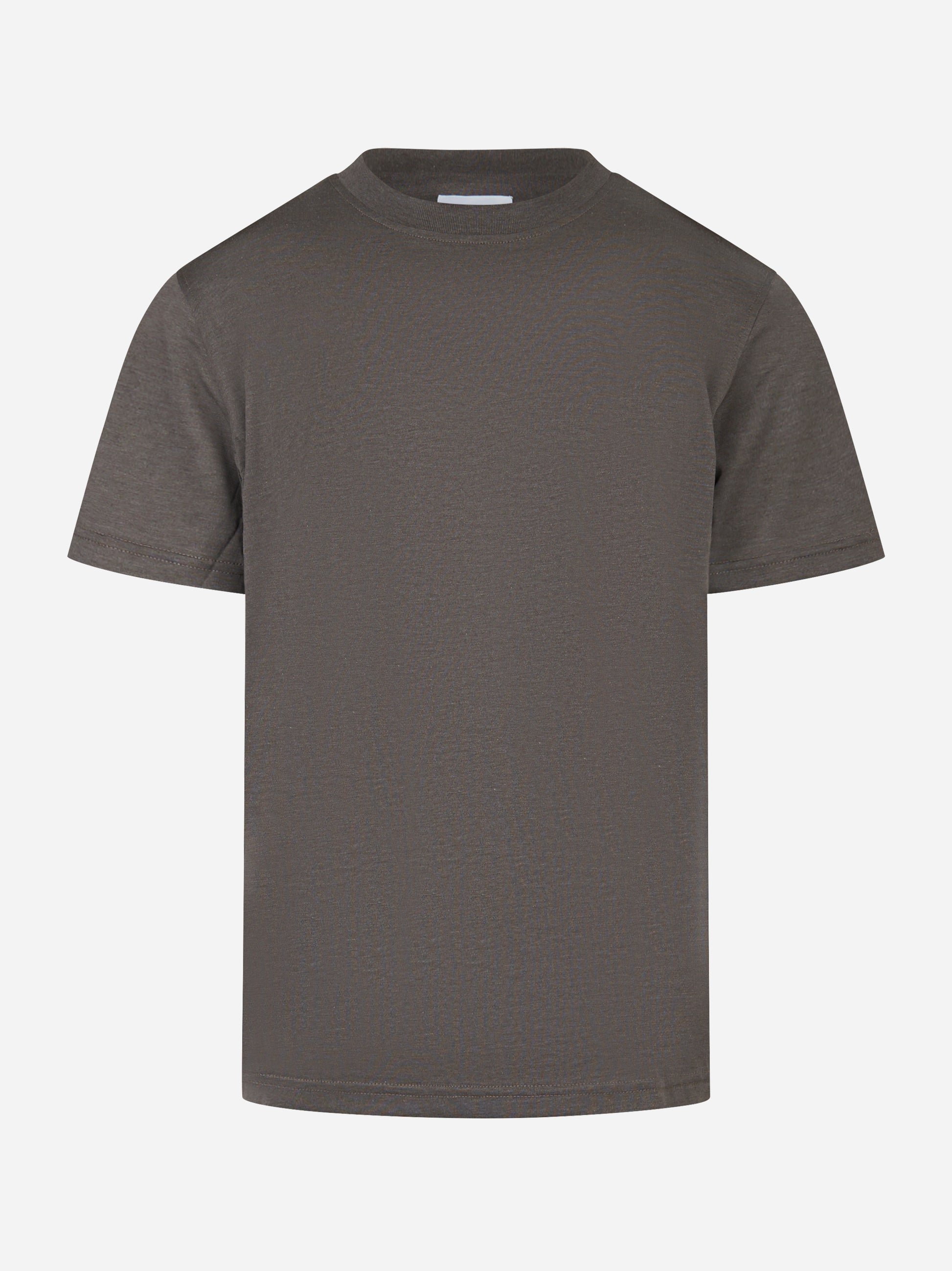T-shirt girocollo in cotone e seta Grigia