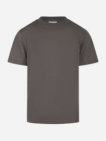 T-shirt girocollo in cotone e seta Grigia