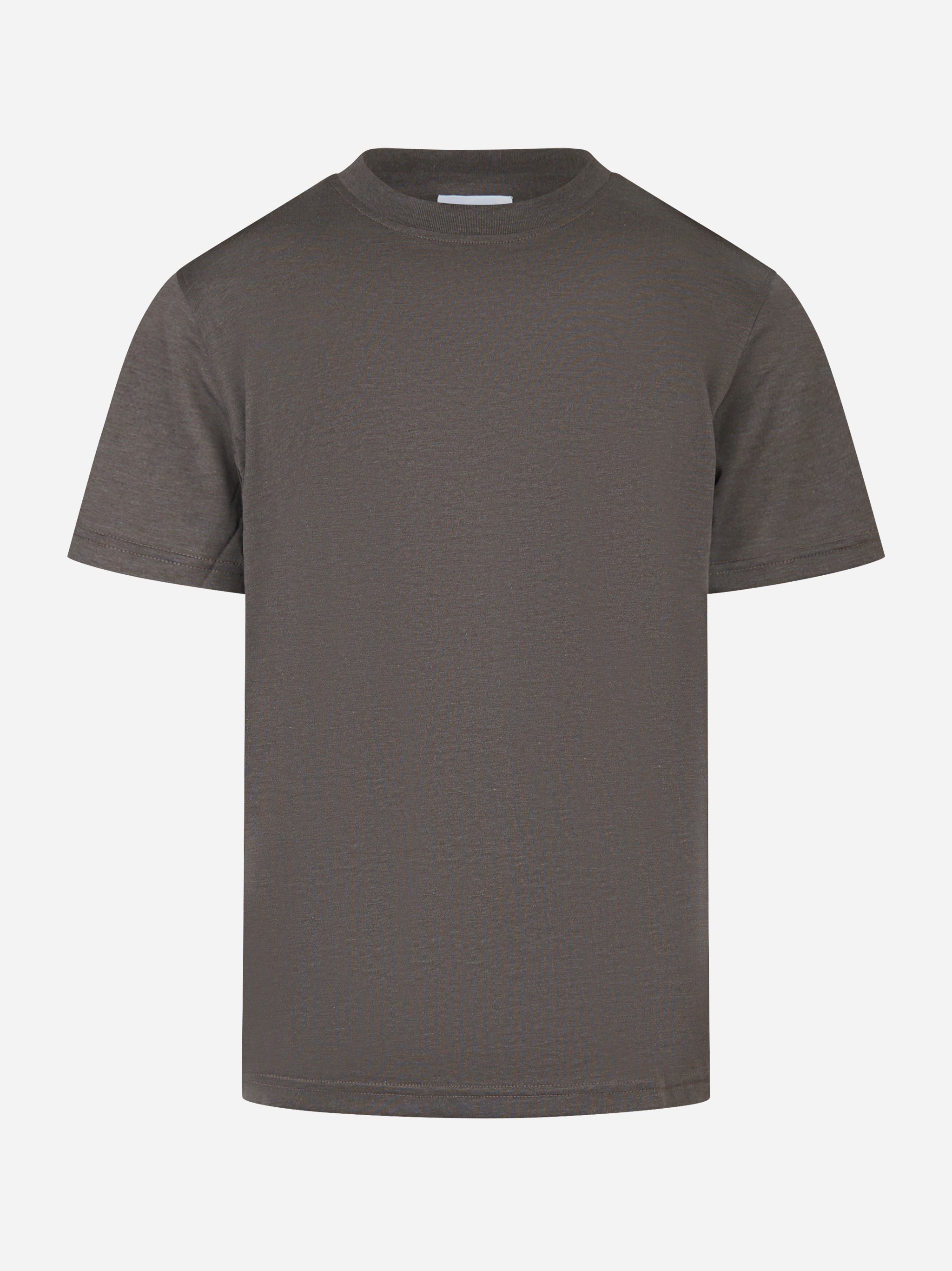 T-shirt girocollo in cotone e seta Grigia