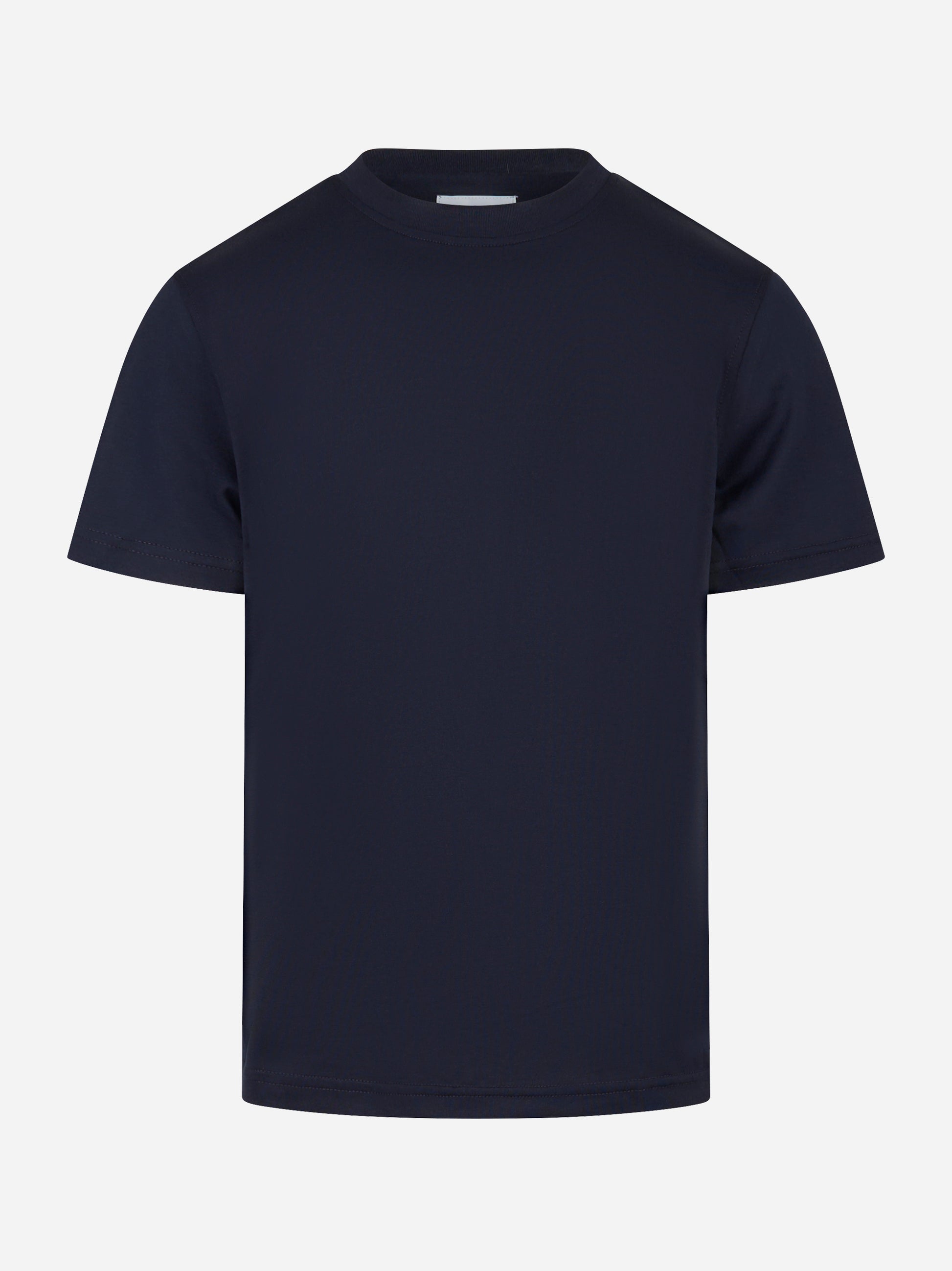 T-shirt girocollo in cotone e seta Blu