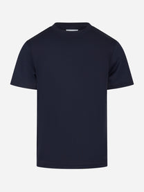 T-shirt girocollo in cotone e seta Blu